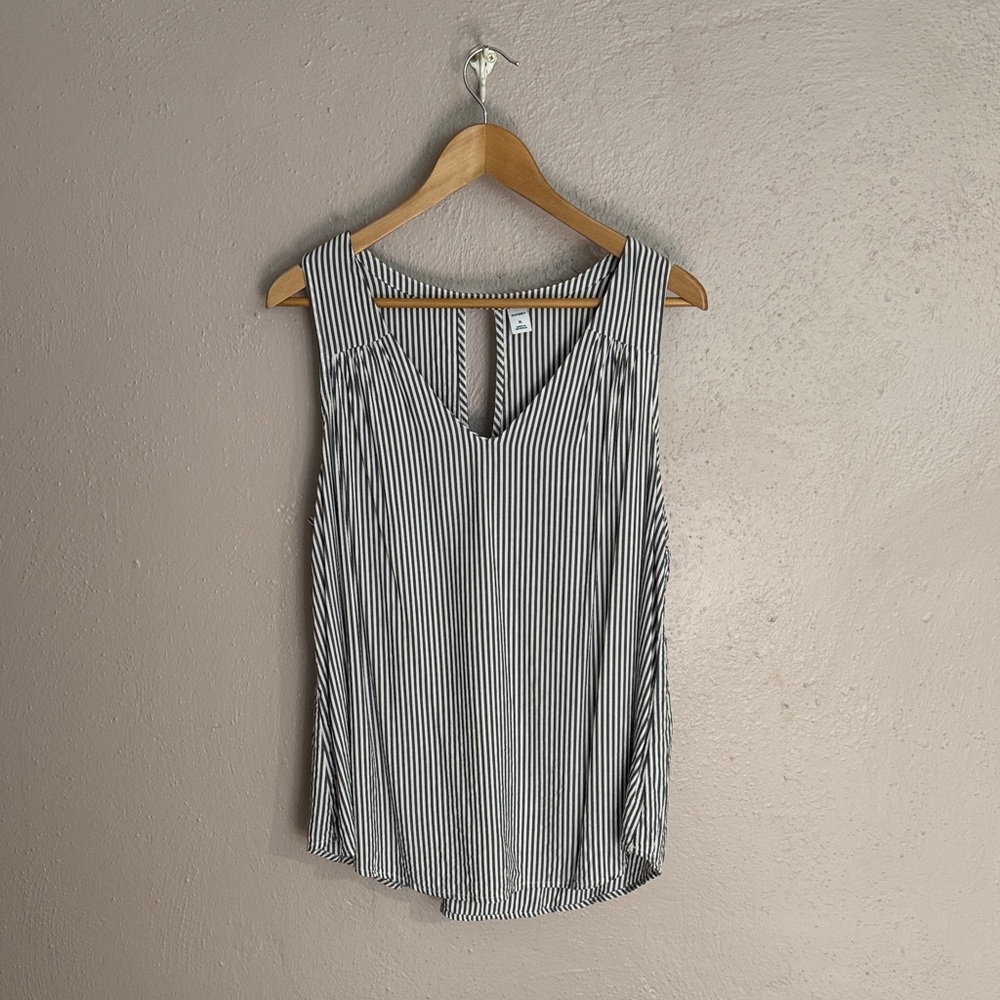 Old Navy Gray and White Striped Blouse